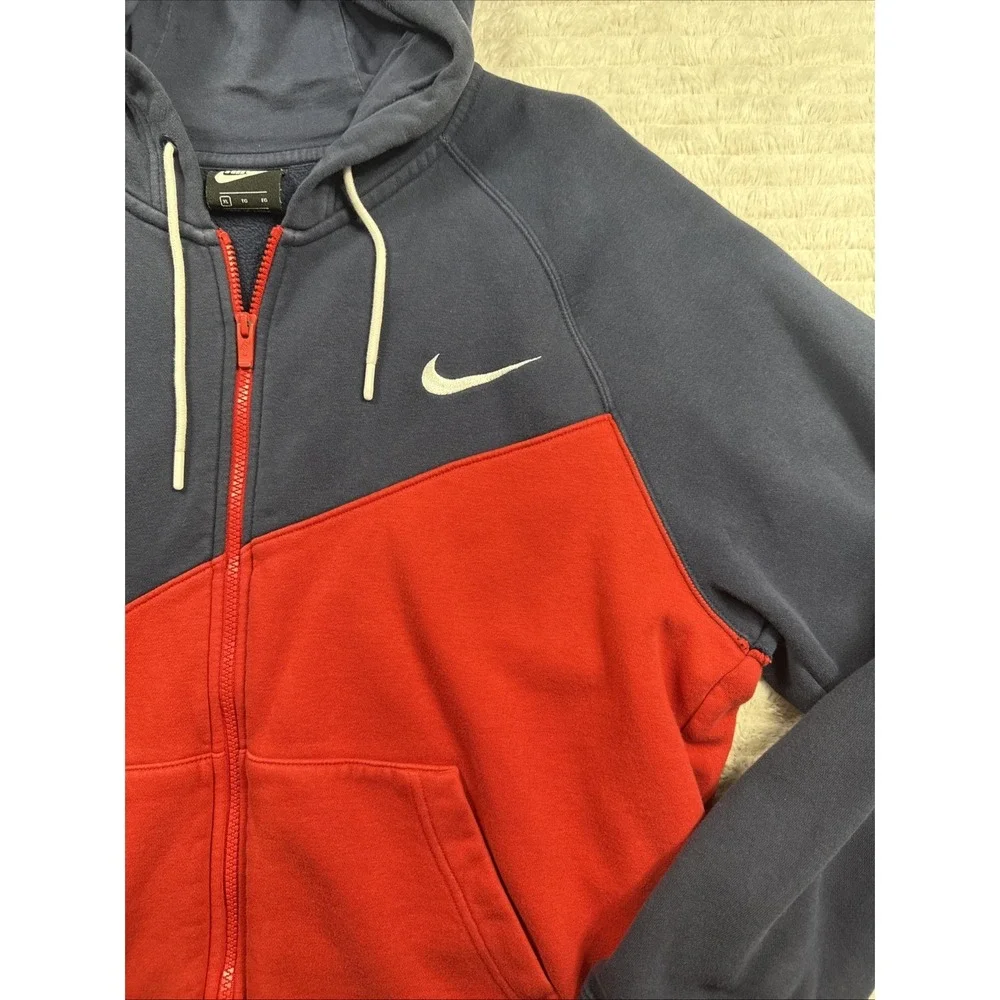 Nike Sportswear Swoosh Full Zip Hoodie Mens XL Red Blue White Nice Warm Comfy